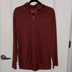 Under Armour Men’s Burgundy/Burnt Orange Hooded Quarter-Zip, Size Large